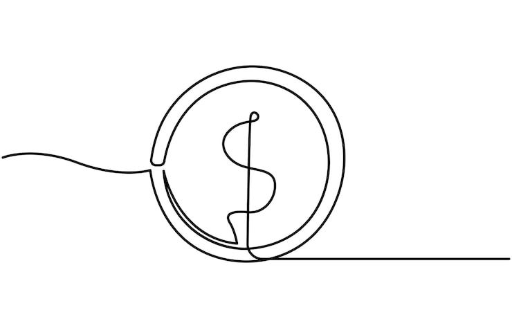 Vector juego de monedas apiladas monedas de oro de dólar ilustración de dólar dibujado con una línea continua vector