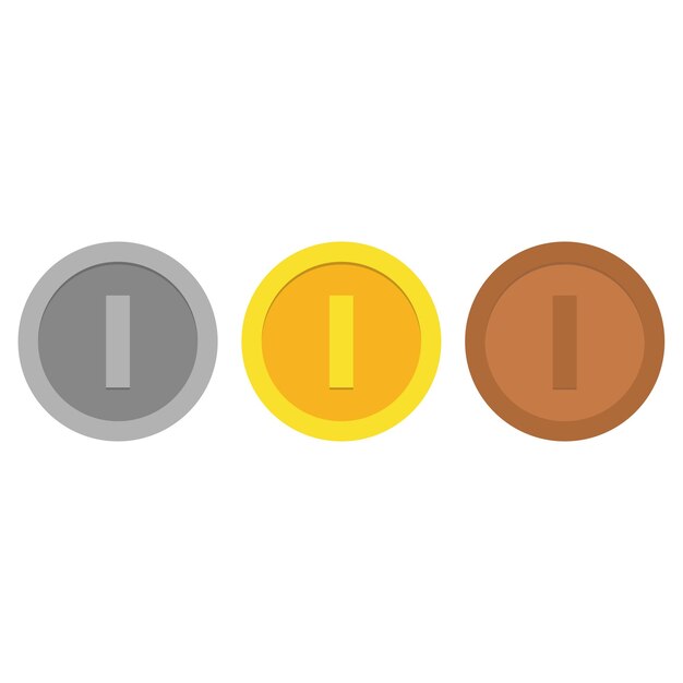 Un juego de monedas de oro, plata y bronce.