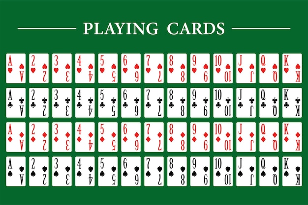 Un juego de naipes originales sobre un fondo verde