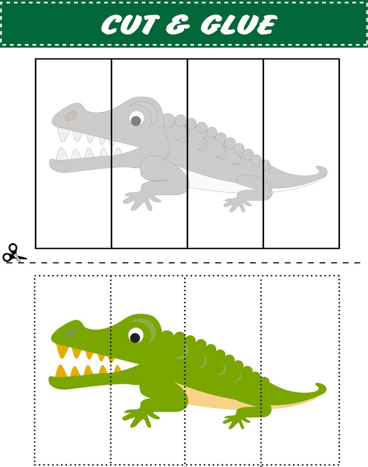 Vector juego para niños para cortar y combinar la misma imagen en una hoja de trabajo imprimible