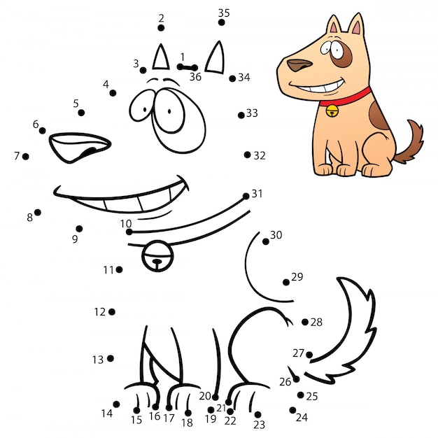 Juego para niños dot to dot dog