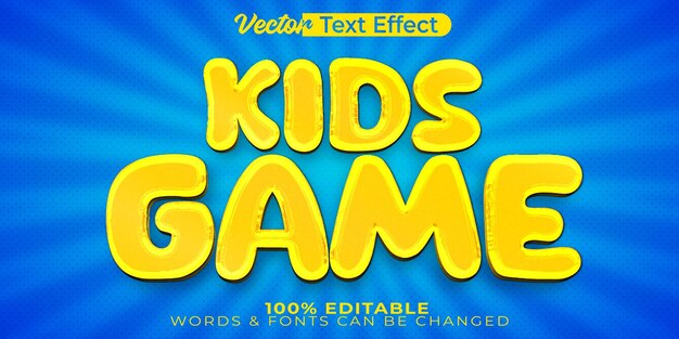 Juego para niños efecto de texto vectorial editable alfabeto niño caricatura de la infancia