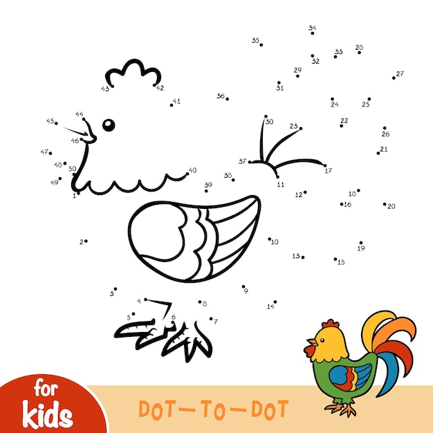 Juego de números educación punto a punto juego para niños Gallo