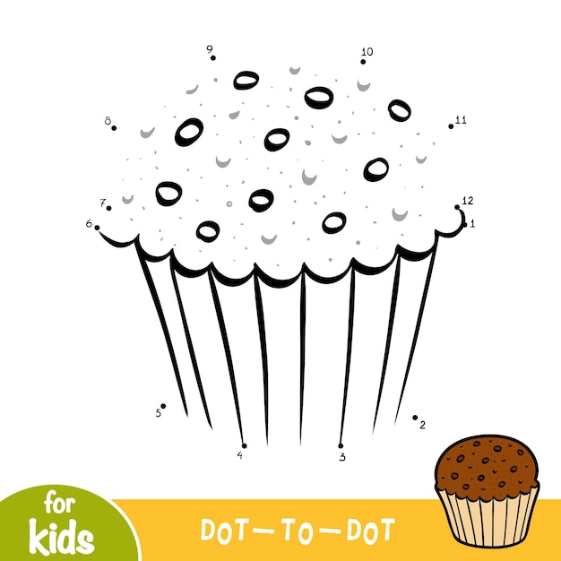 Juego de números, juego de educación punto a punto para niños, Cupcake