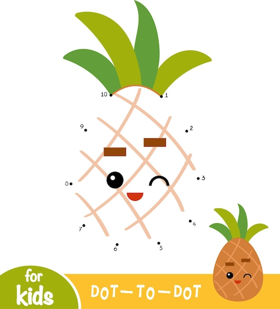 Juego de números, juego de educación punto a punto para niños, Piña