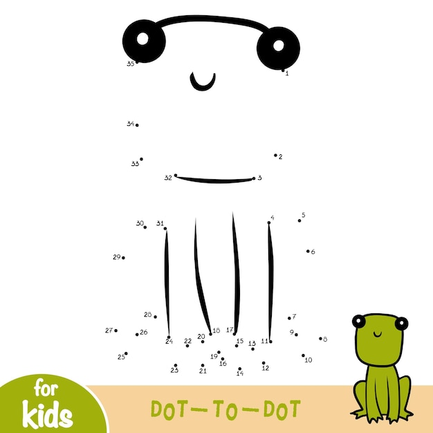 Juego de números, juego de educación punto a punto para niños, Rana