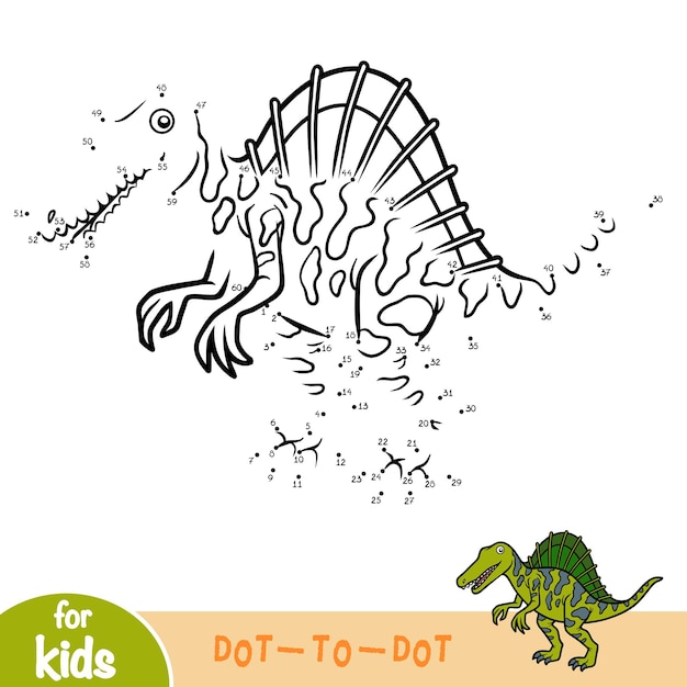Juego de números, juego de educación punto a punto para niños, spinosaurus