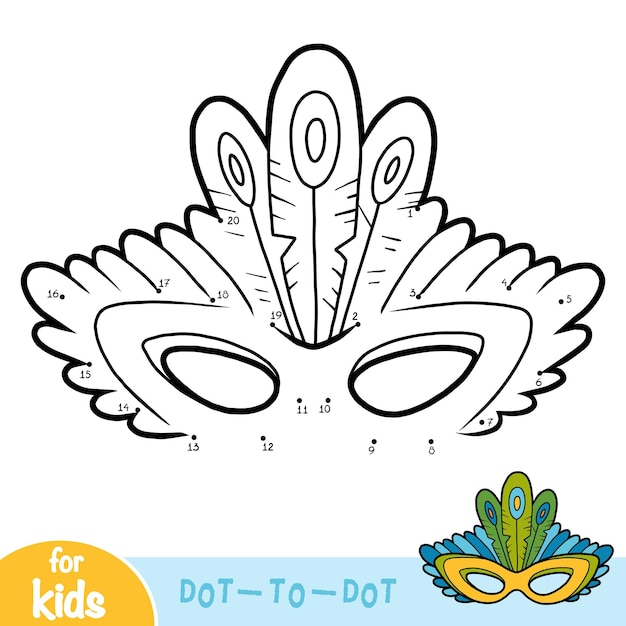 Juego de números juego educativo para niños Máscara de carnaval con plumas de pavo real
