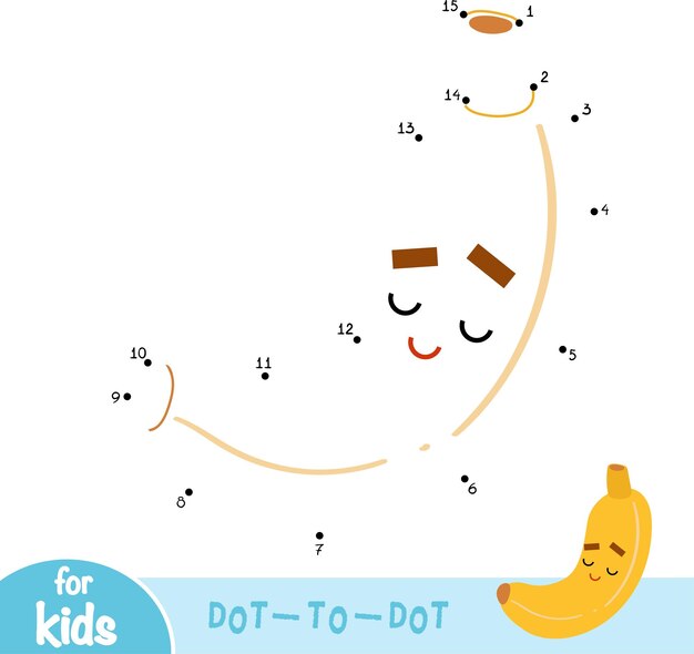 Juego de números juego educativo punto a punto para niños Banana