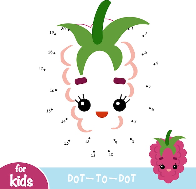 Juego de números, juego educativo punto a punto para niños, frambuesa