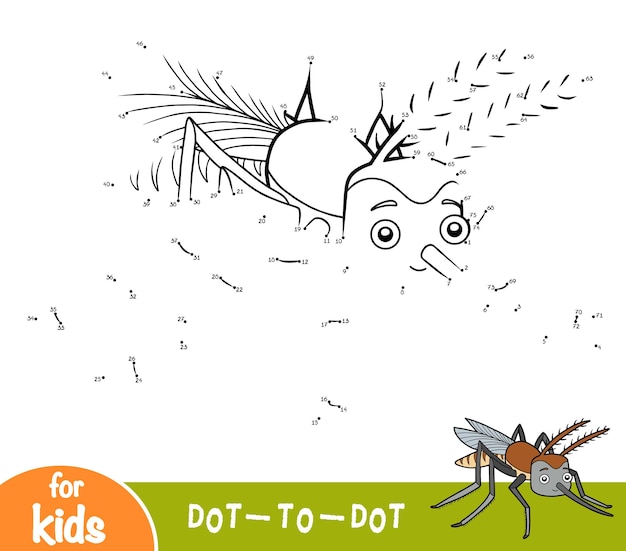 Juego de números juego de punto a punto para niños mosquito