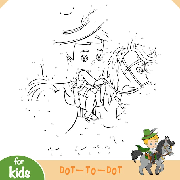 Juego de números juego de punto a punto para niños príncipe a caballo