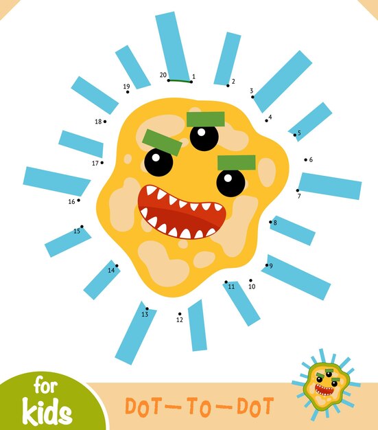 Juego de números punto a punto juego para niños Caracteres de bacterias y virus lindos