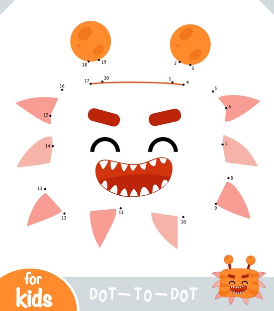 Juego de números punto a punto juego para niños Caracteres de bacterias y virus lindos