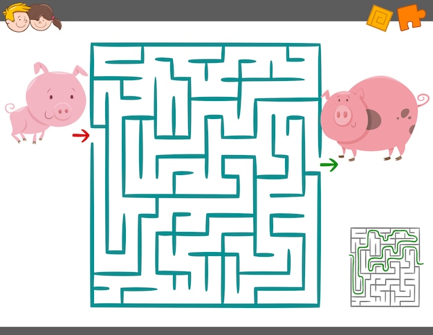 juego de ocio laberinto con cerdos
