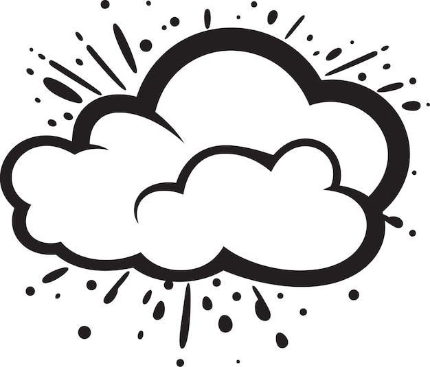 Juego de palabras caprichoso PopArt Nube de habla Ícono vectorial Nube de cómics estallido Retro burbuja de habla negra Embl