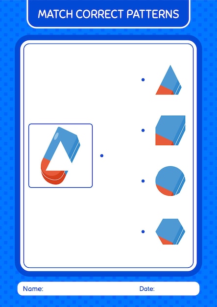 Juego de patrones de coincidencia con hoja de trabajo de borrador de goma para niños en edad preescolar hoja de actividades para niños