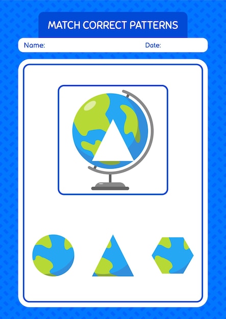 Juego de patrones de coincidencia con hoja de trabajo de globo para niños en edad preescolar hoja de actividades para niños