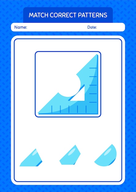 Juego de patrones de coincidencia con hoja de trabajo de regla triangular para niños en edad preescolar hoja de actividades para niños
