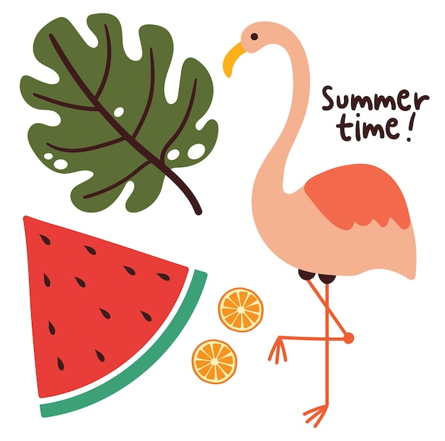 El juego de pegatinas de dibujo de verano de dibujos animados Vector