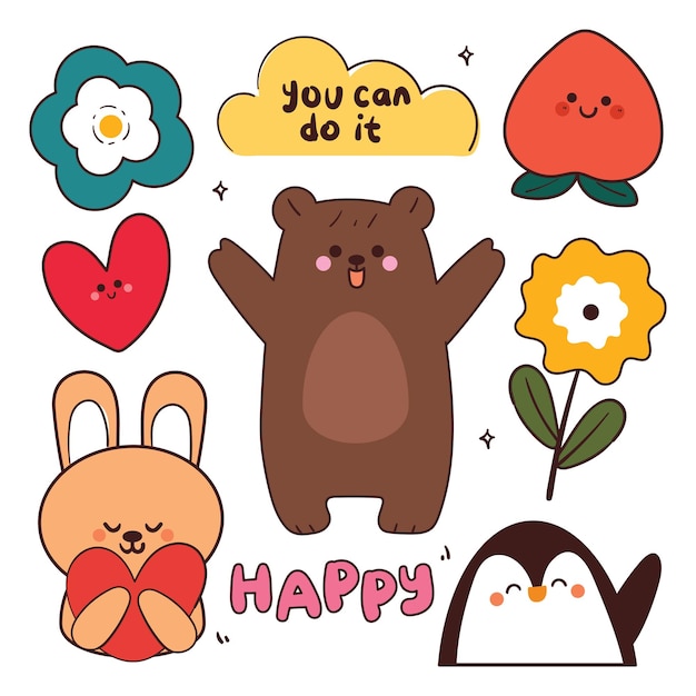 juego de pegatinas de dibujos animados kawaii cute set de pegatina doodle para niños