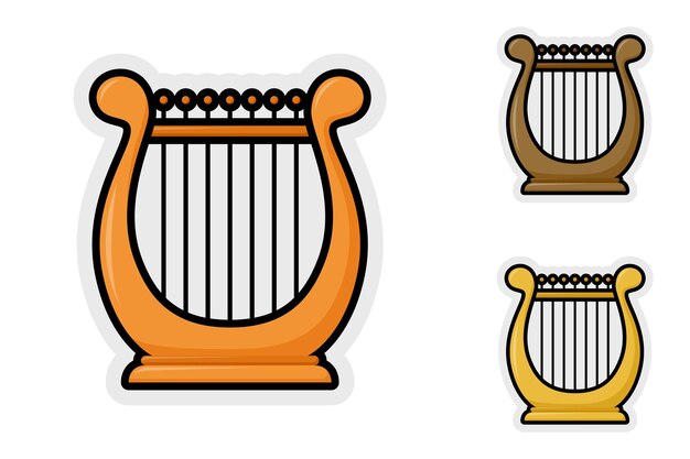 Juego de pegatinas de notas con arpa