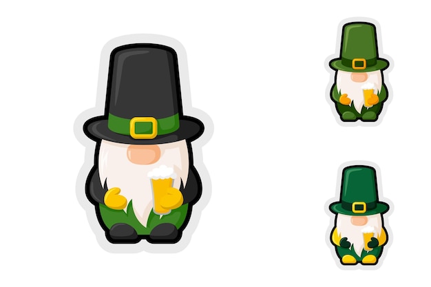 Vector juego de pegatinas de notas con leprechaun