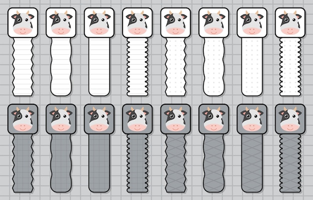 Juego de pegatinas de notas con vaca