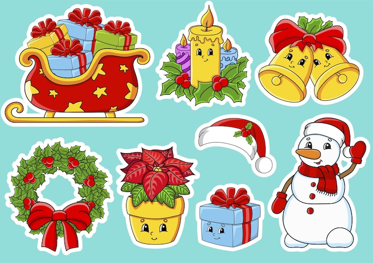 Vector juego de pegatinas con personajes de dibujos animados lindos