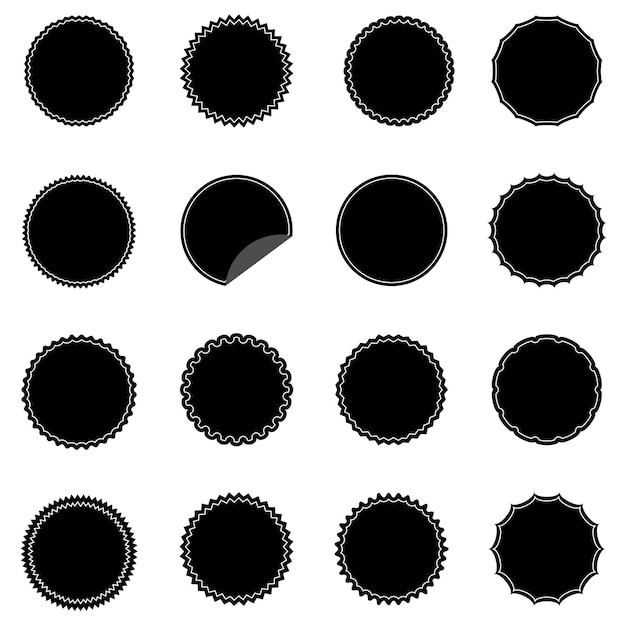 Vector juego de pegatinas promocionales en blanco negro. insignias de estilo hipster. diseño vectorial.