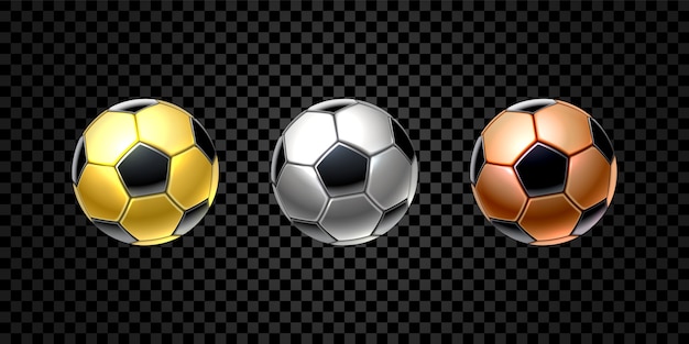 Vector juego de pelota de fútbol realista 3d en dorado