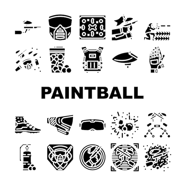 Juego de pelota de pintura soldados iconos conjunto vector