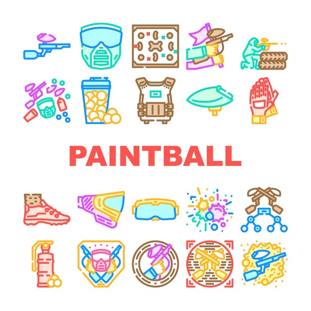 Juego de pelota de pintura soldados iconos conjunto vector