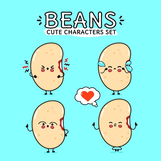 El juego de personajes de Beans es divertido, lindo y feliz.