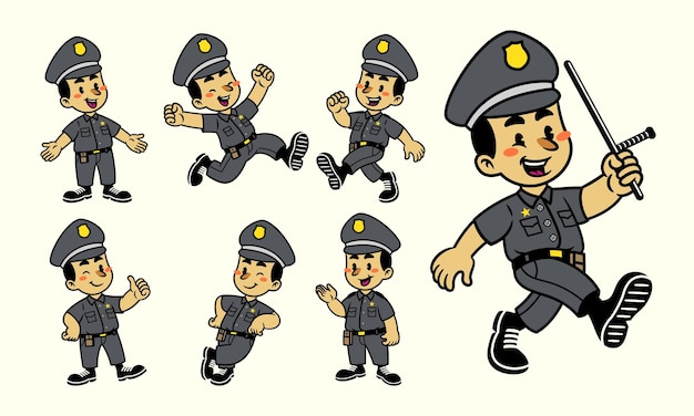 El juego de personajes de dibujos animados de Happy Policeman