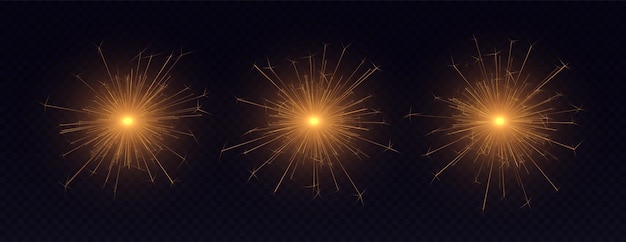 Juego de petardos brillantes de bengala de Navidad realista con luz de bengala
