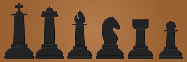 Juego de piezas de ajedrez negras. juego de ajedrez. vector