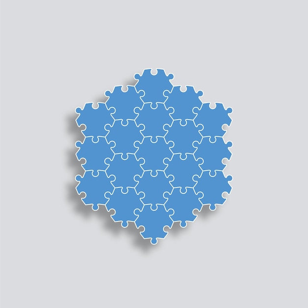 Juego de piezas de rompecabezas Cuadrícula de rompecabezas con detalles hexagonales Ilustración vectorial
