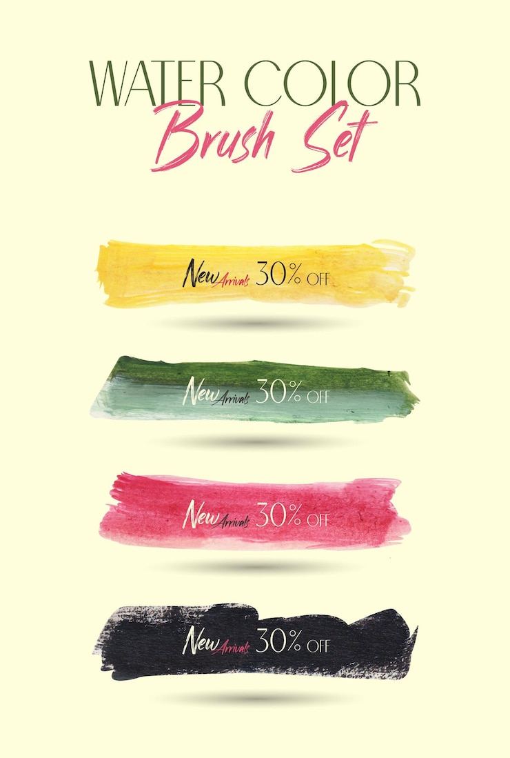 Vector juego de pinceles para acuarela hand dran