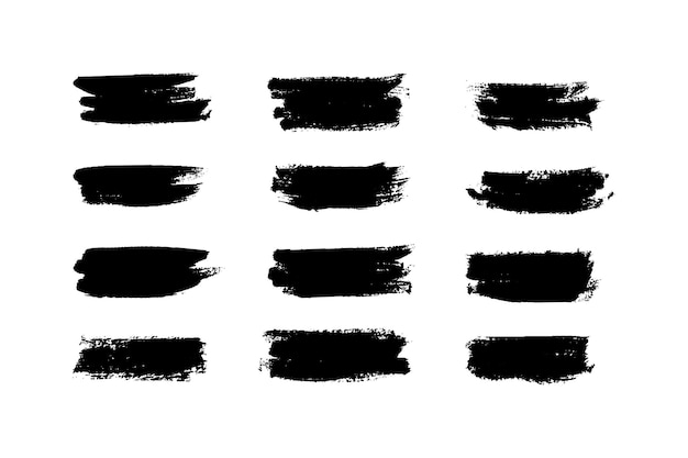 Vector juego de pinceles de acuarela negra con salpicaduras de tinta