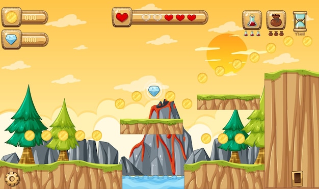 Juego Plantilla Naturaleza Bosque Escena