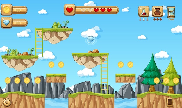 Juego Plantilla Naturaleza Bosque Escena