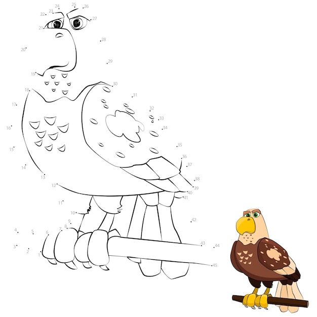 Juego de punto a punto Dibuja una línea Águila Para niños Hoja de trabajo Libro para colorear