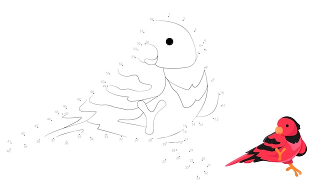 Juego de punto a punto Dibuja una línea Loro Para niños Hoja de trabajo Libro para colorear