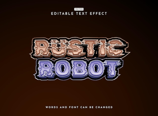 El juego de robots rústicos de glitch 3D moderno efecto de texto del logotipo