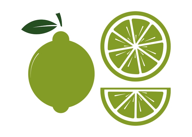 Vector juego de rodajas de fruta fresca de lima limón con salpicaduras de jugo citrus colección fresca vector minimalista