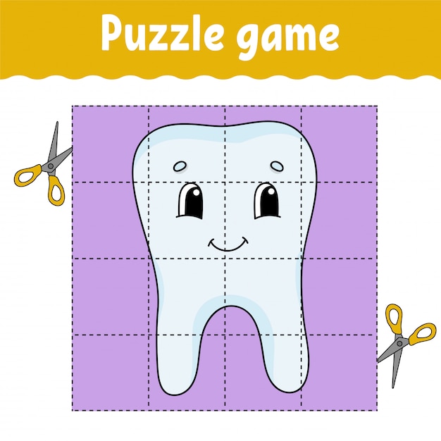 Juego de rompecabezas diente de hoja de trabajo