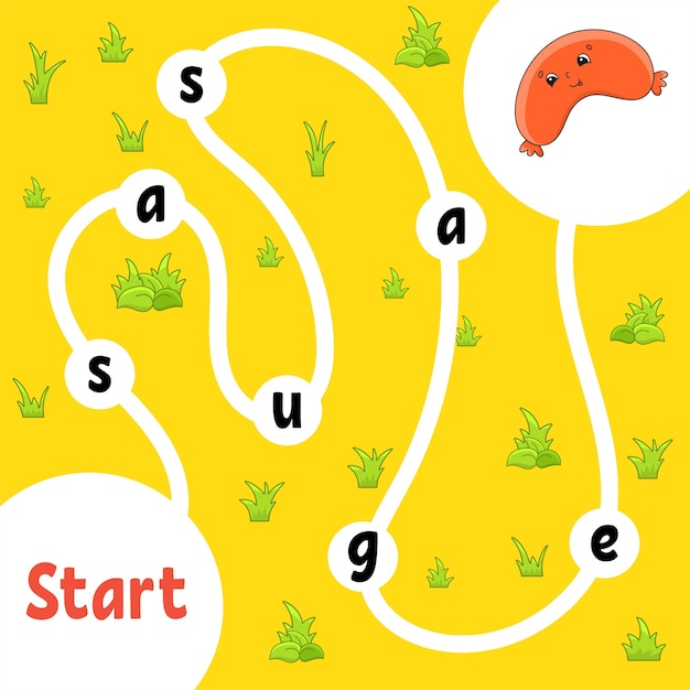 Juego de rompecabezas lógico. Aprendizaje de palabras para niños. Encuentra el nombre oculto.
