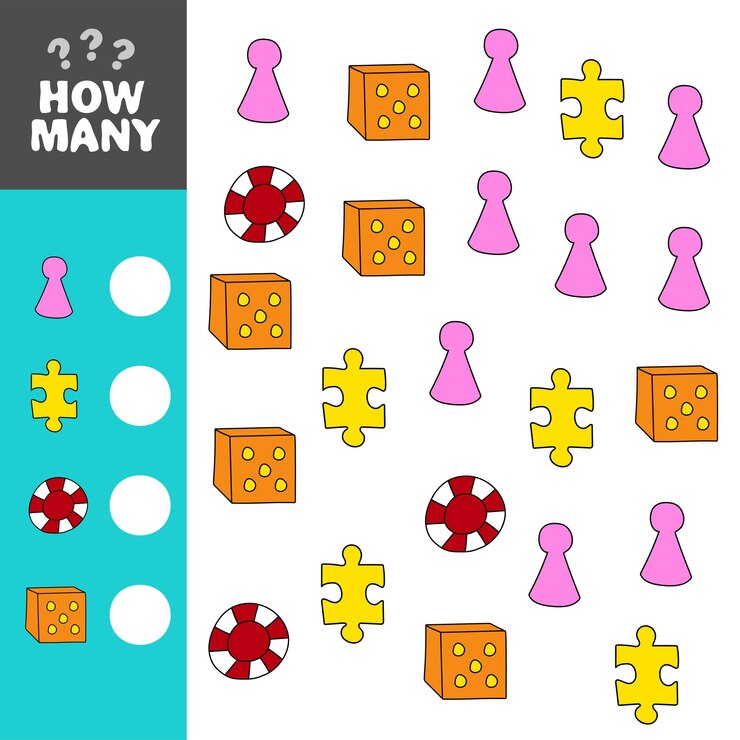 Vector juego de rompecabezas matemático aprendizaje de tareas matemáticas para niños en edad preescolar