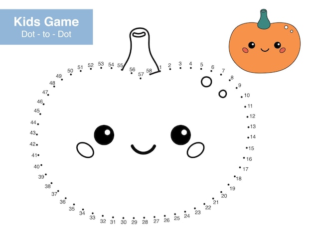 Juego de rompecabezas de números Punto a punto Linda calabaza kawaii